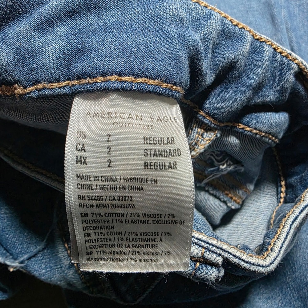 American Eagle Flare Jeans Womens 2 Blue Next Level Stretch High Rise Patch Pock - Picture 5 of 10